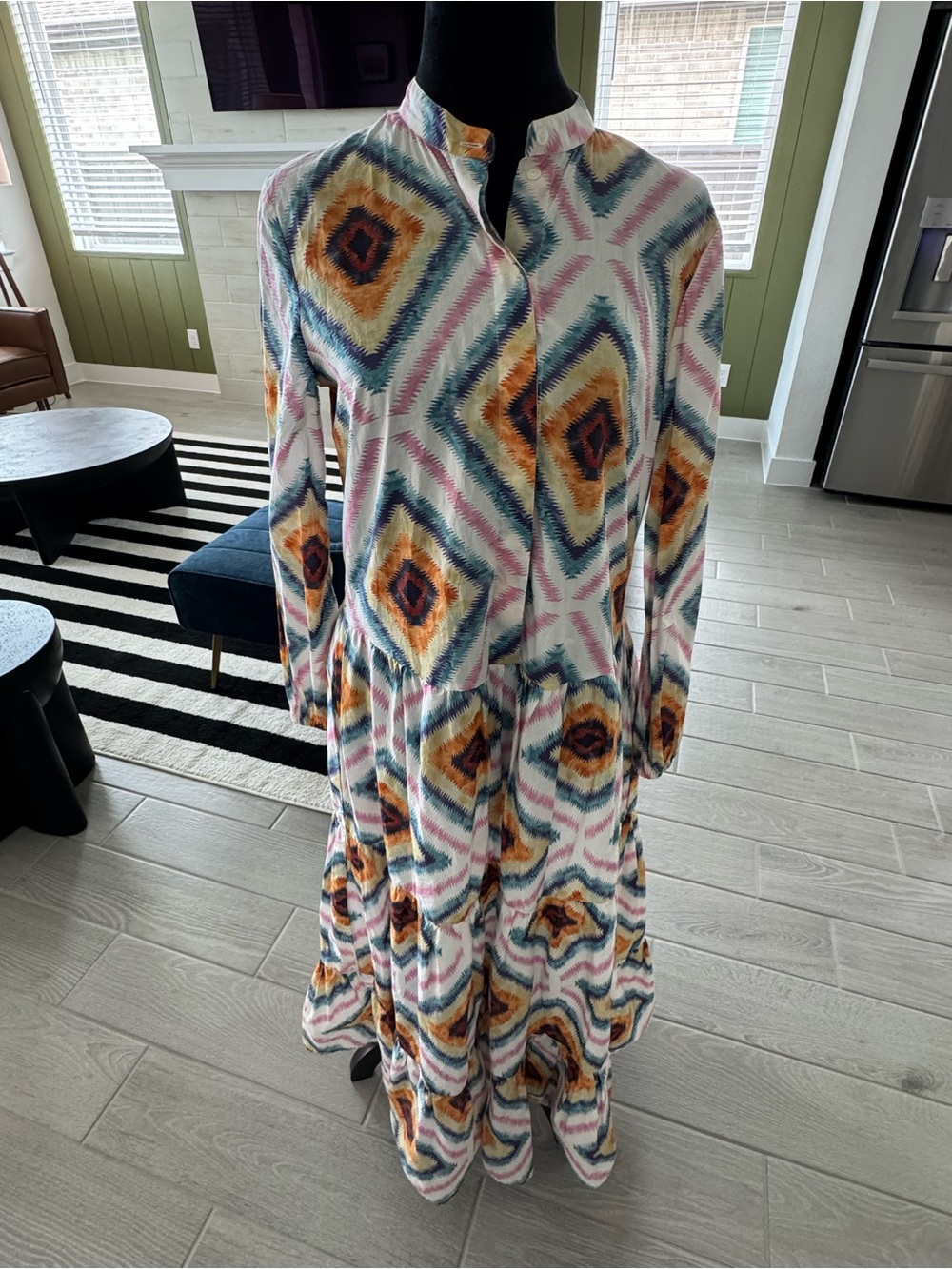 ROBERT FRIEDMAN Boho Geometric Tribal Inspired Print Dress Size XS VGUC